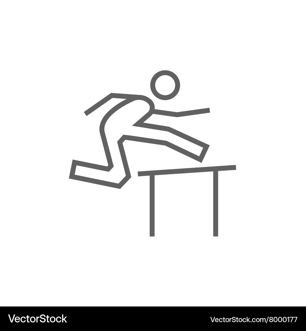 Man running over barrier line icon Vector Image