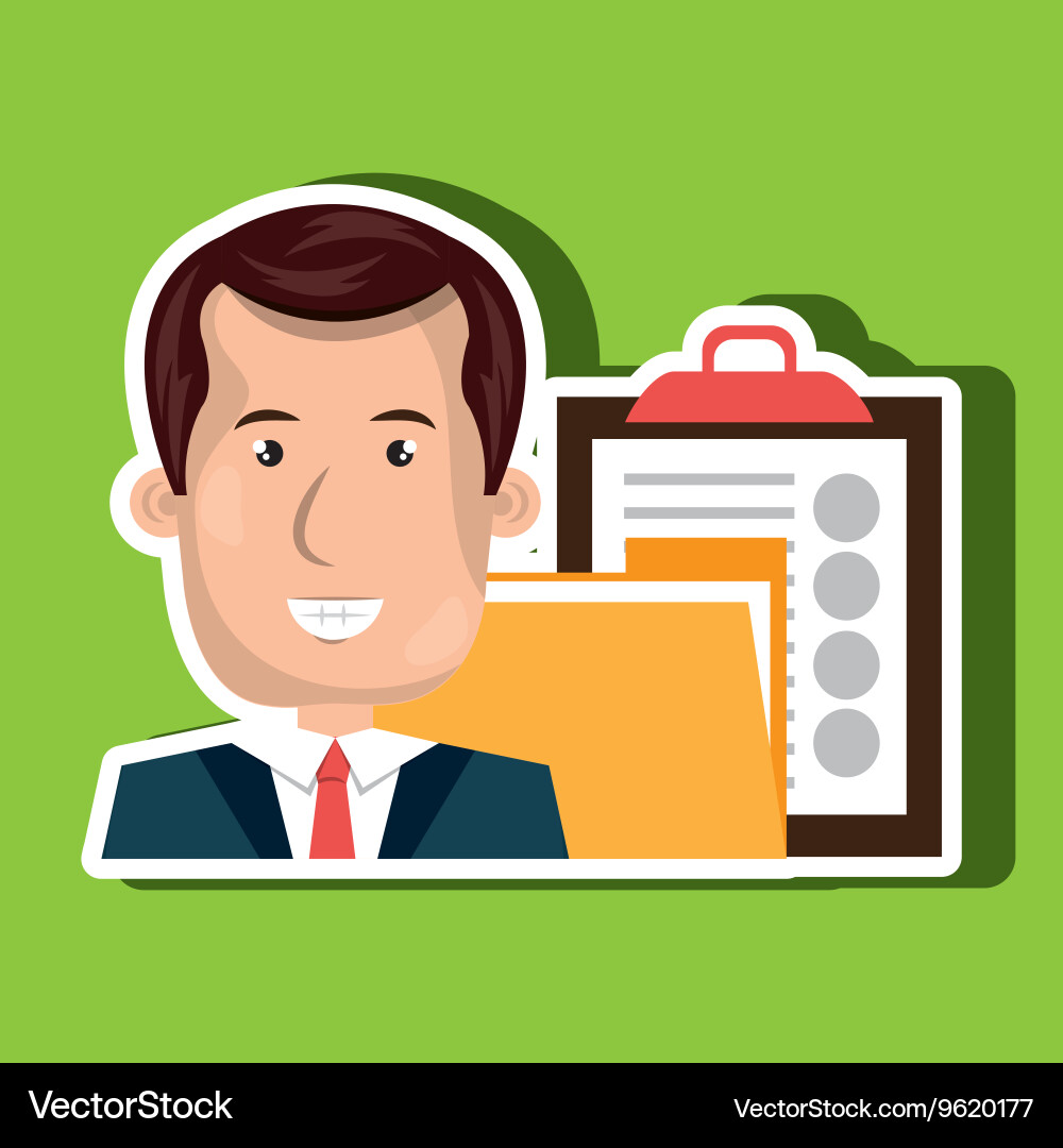 Man with folder and clipboard isolated icon design vector image