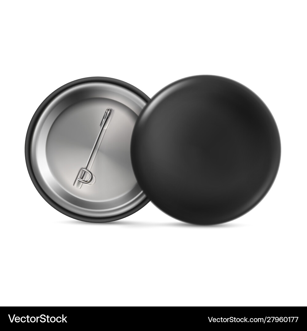 Mock up black bage pin brooch vector image