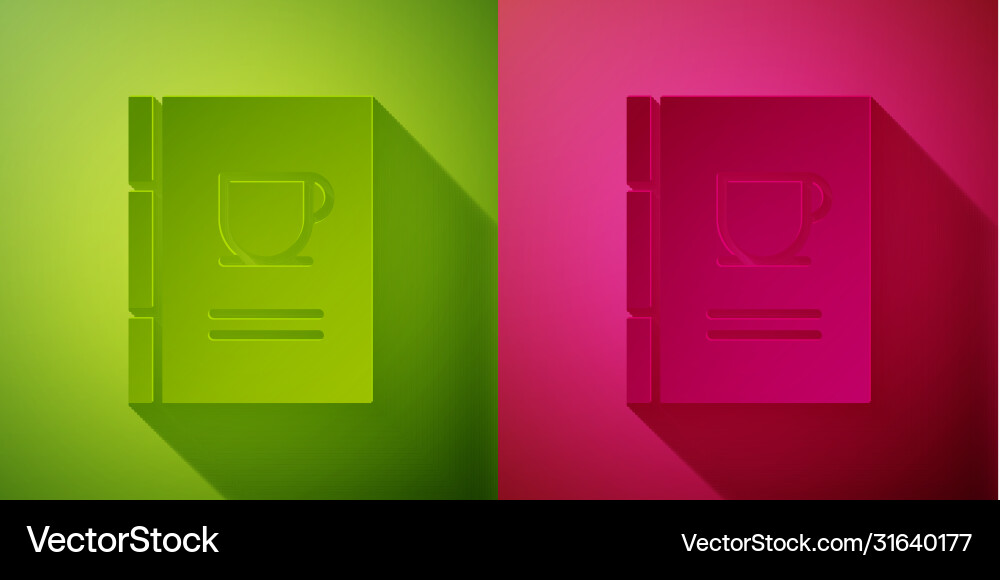 Paper cut coffee book icon isolated on green Paper cut coffee book icon isolated on green vector image