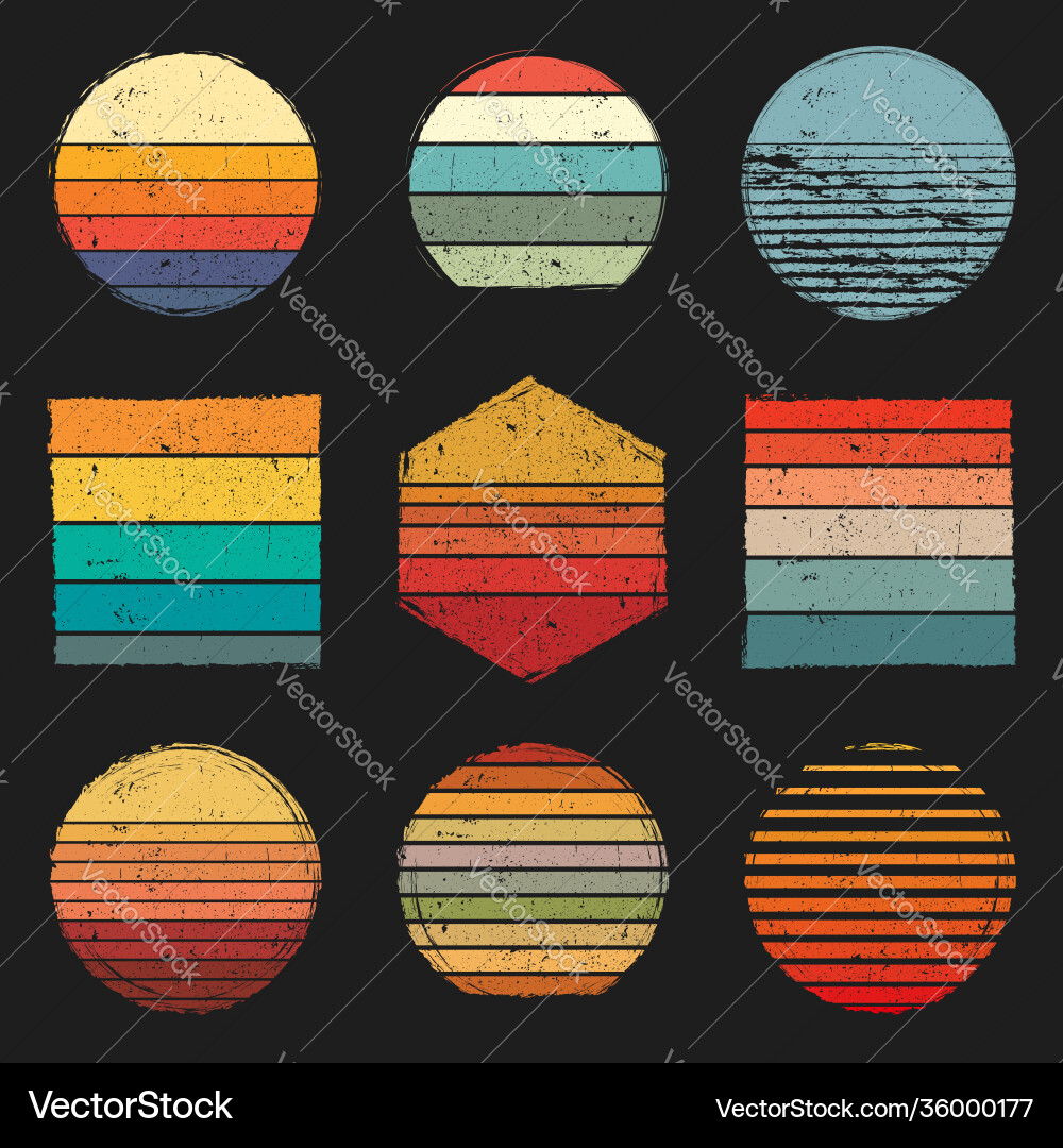 Retro vintage sunsets pack sunset grunge Vector Image