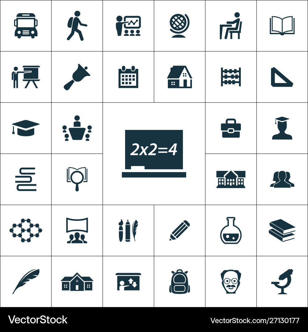 School icons universal set for web and ui vector image
