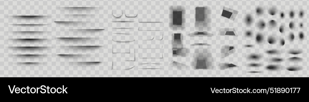 Set of realistic shadow effect on a transparent ba Set of realistic shadow effect on a transparent ba vector image