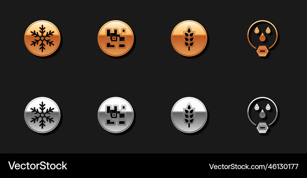 Set snowflake qr code wheat and water drop Set snowflake qr code wheat and water drop Vector Image