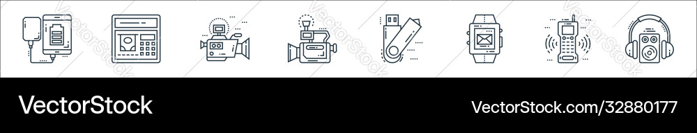 Technology devices line icons linear set quality Technology devices line icons linear set quality Vector Image