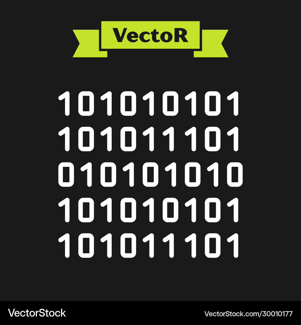 White line binary code icon isolated on black White line binary code icon isolated on black vector image