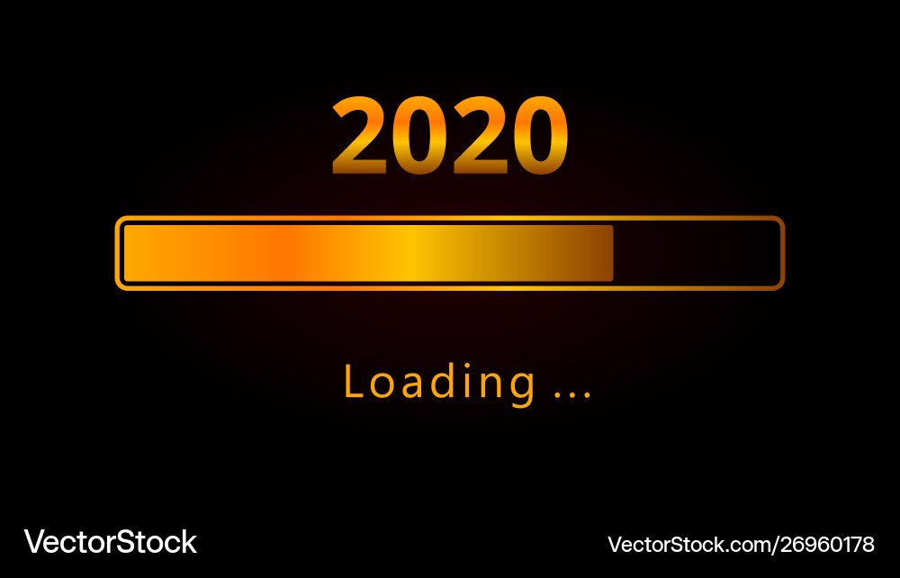2020 happy new year orange loading progress bar 2020 happy new year orange loading progress bar vector image