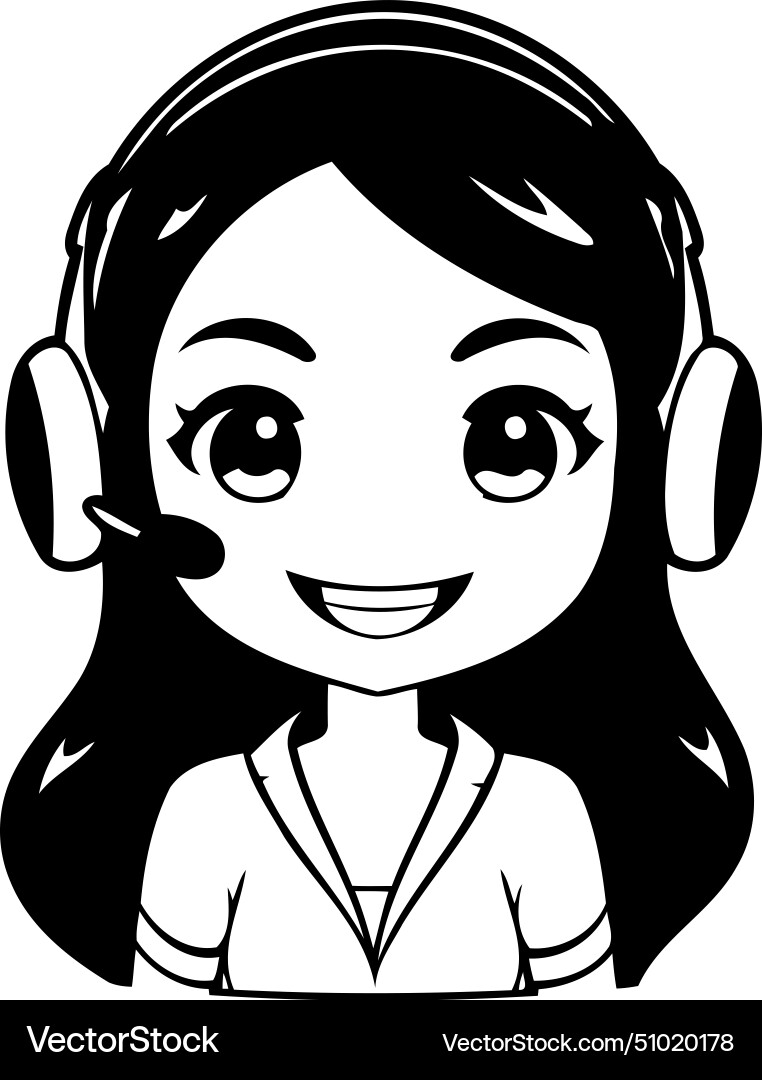 Call center operator with headset isolated Vector Image