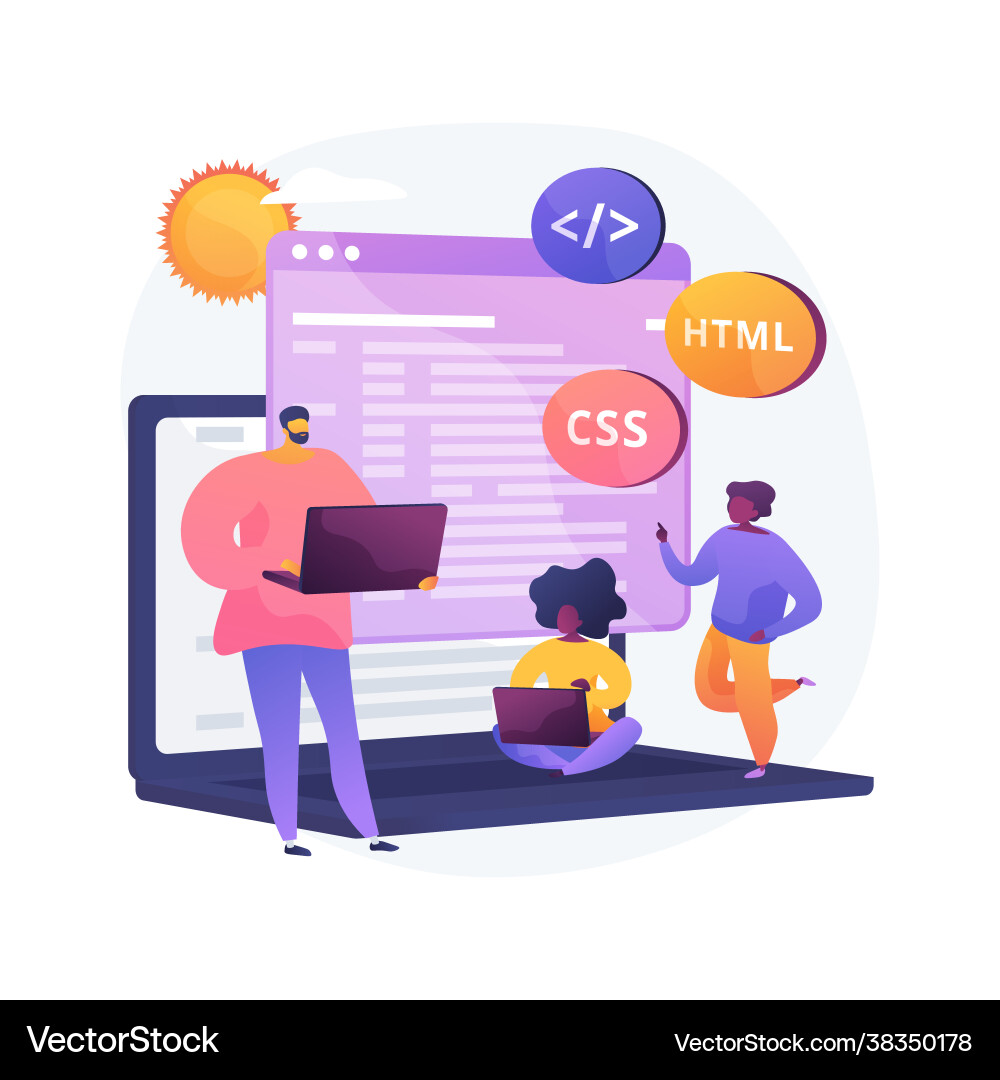 Computer programming camp abstract concept vector image