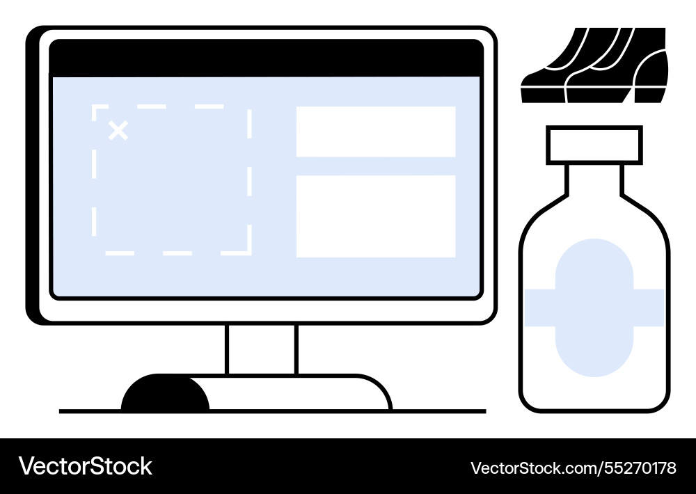 Computer screen with software interface vaccine Computer screen with software interface vaccine vector image