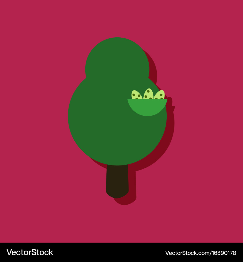 Flat icon design collection tree and nest vector image