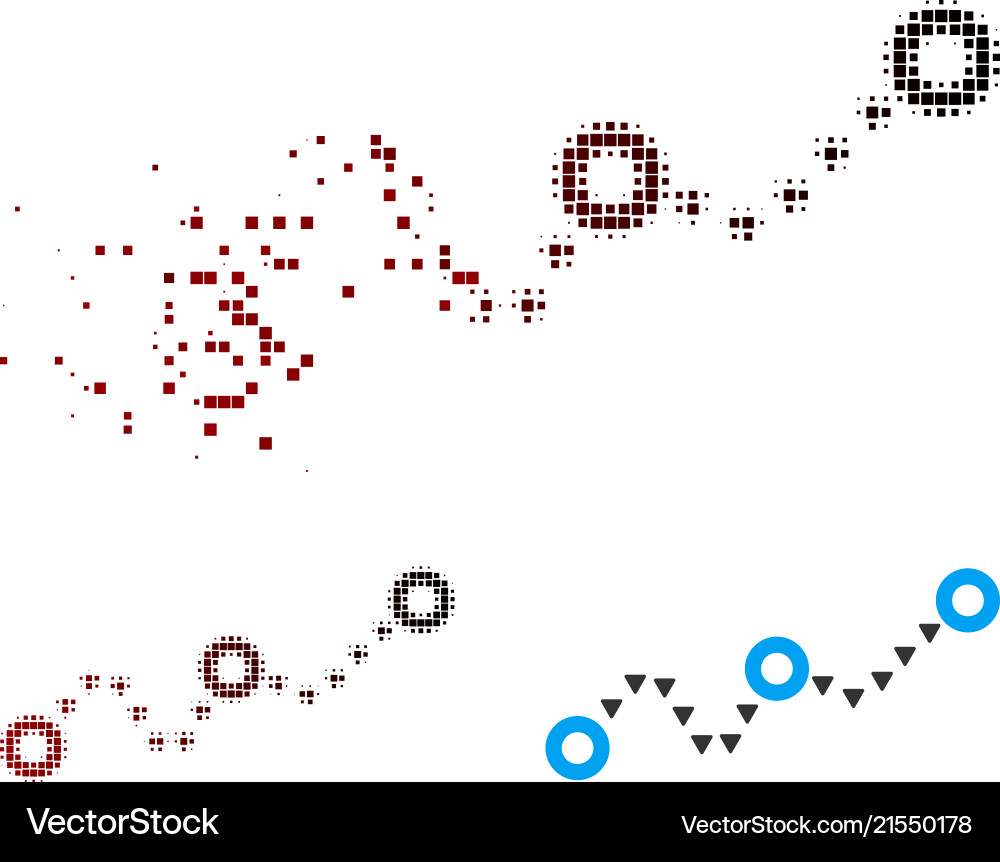 Fragmented pixel halftone dotted chart icon Fragmented pixel halftone dotted chart icon vector image