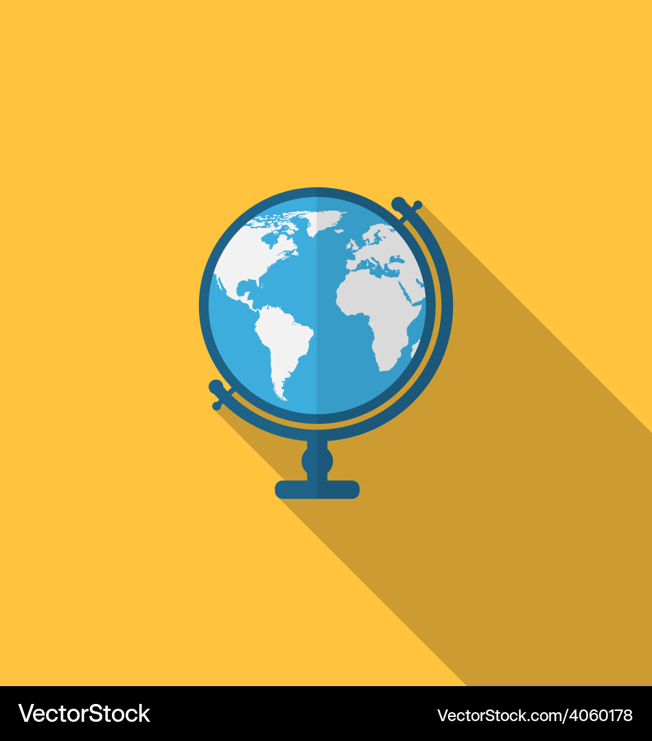 Globe Icon - Long Shadow Royalty Free Vector Image