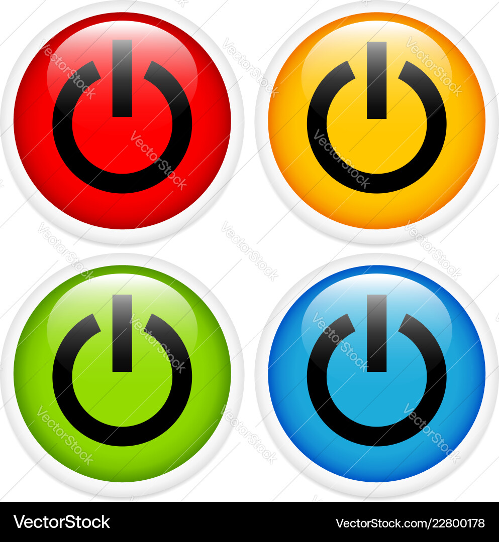 Glossy power button icon set Glossy power button icon set vector image