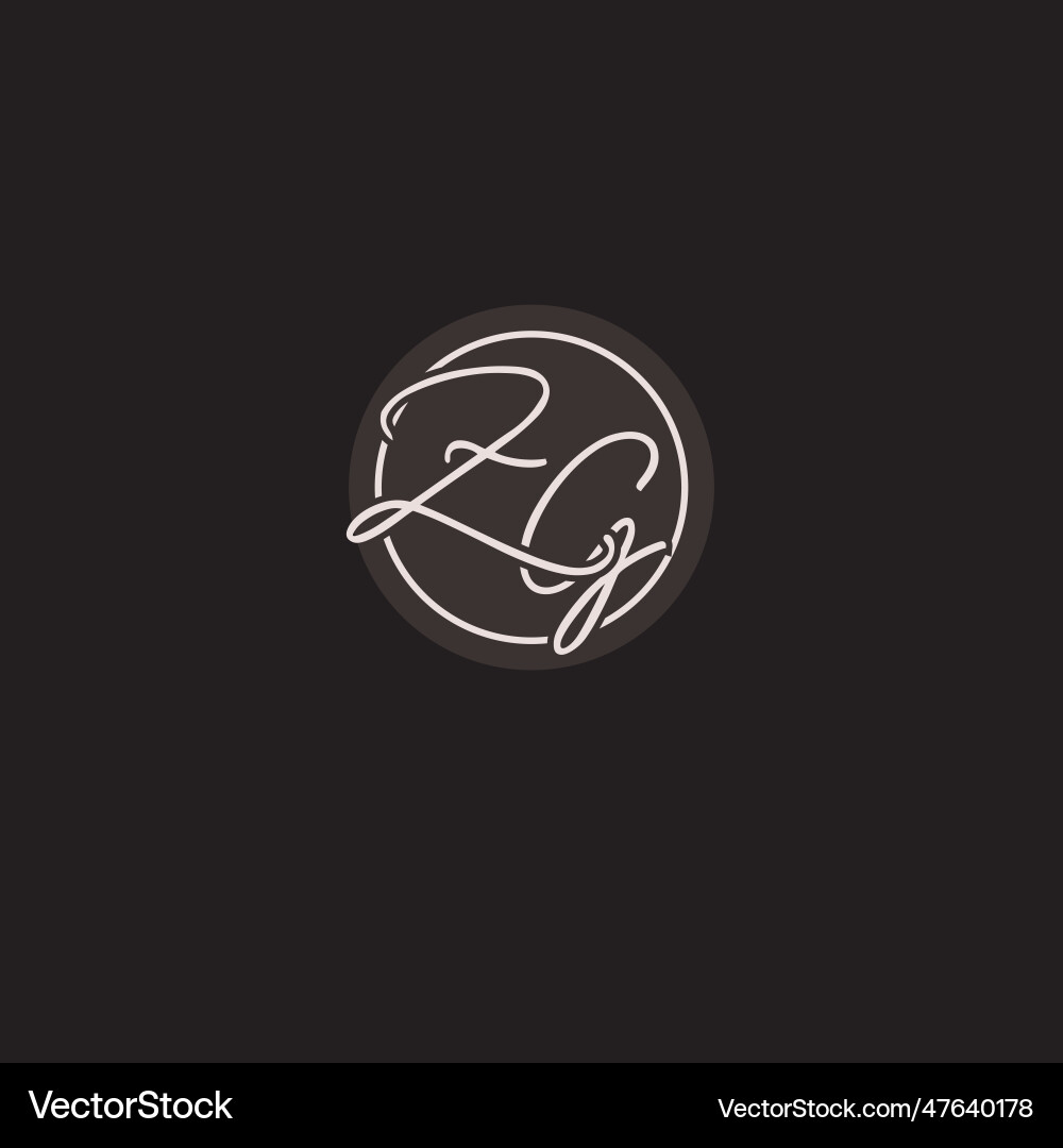Initials zg logo monogram with simple circle line Vector Image