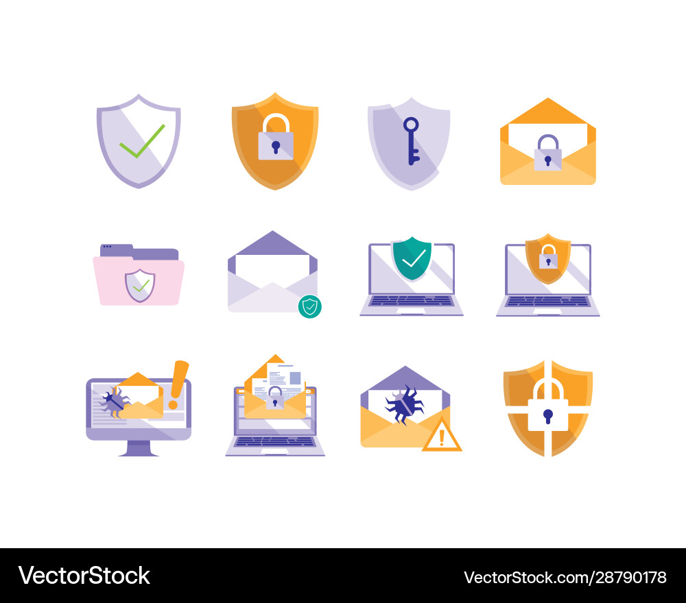 Isolated security system icon set design Vector Image
