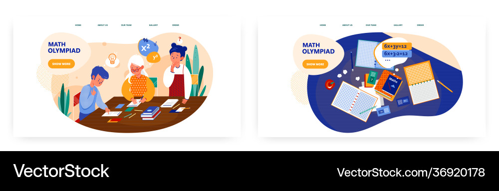 Math olympiad landing page design website banner Vector Image