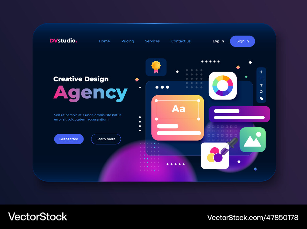 Modern 3d of landing page web design Modern 3d of landing page web design vector image