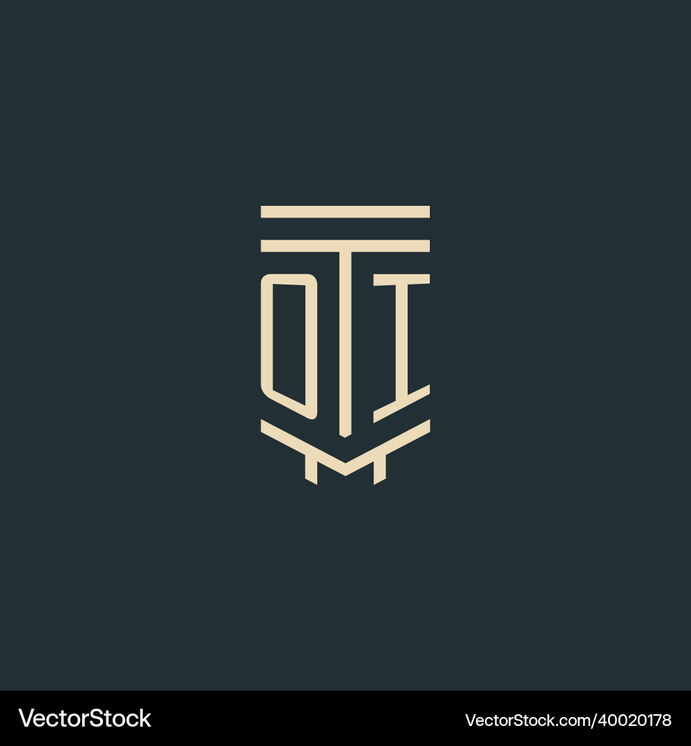 Oi initial monogram with simple line art pillar Oi initial monogram with simple line art pillar Vector Image