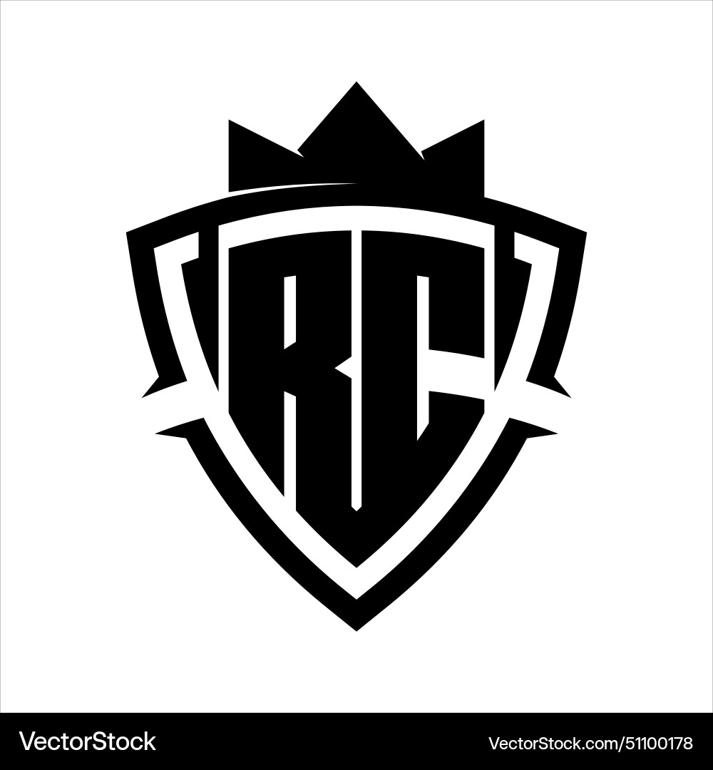 Rc letter bold monogram triangle curve shield Rc letter bold monogram triangle curve shield Vector Image