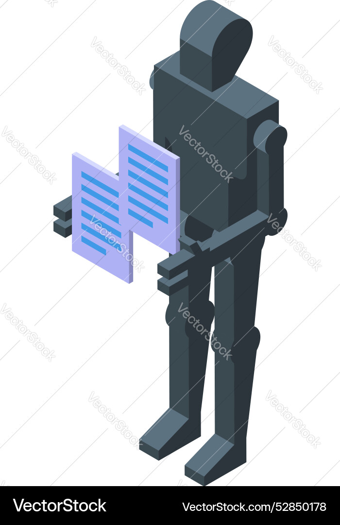 Robot holding document artificial intelligence Robot holding document artificial intelligence Vector Image