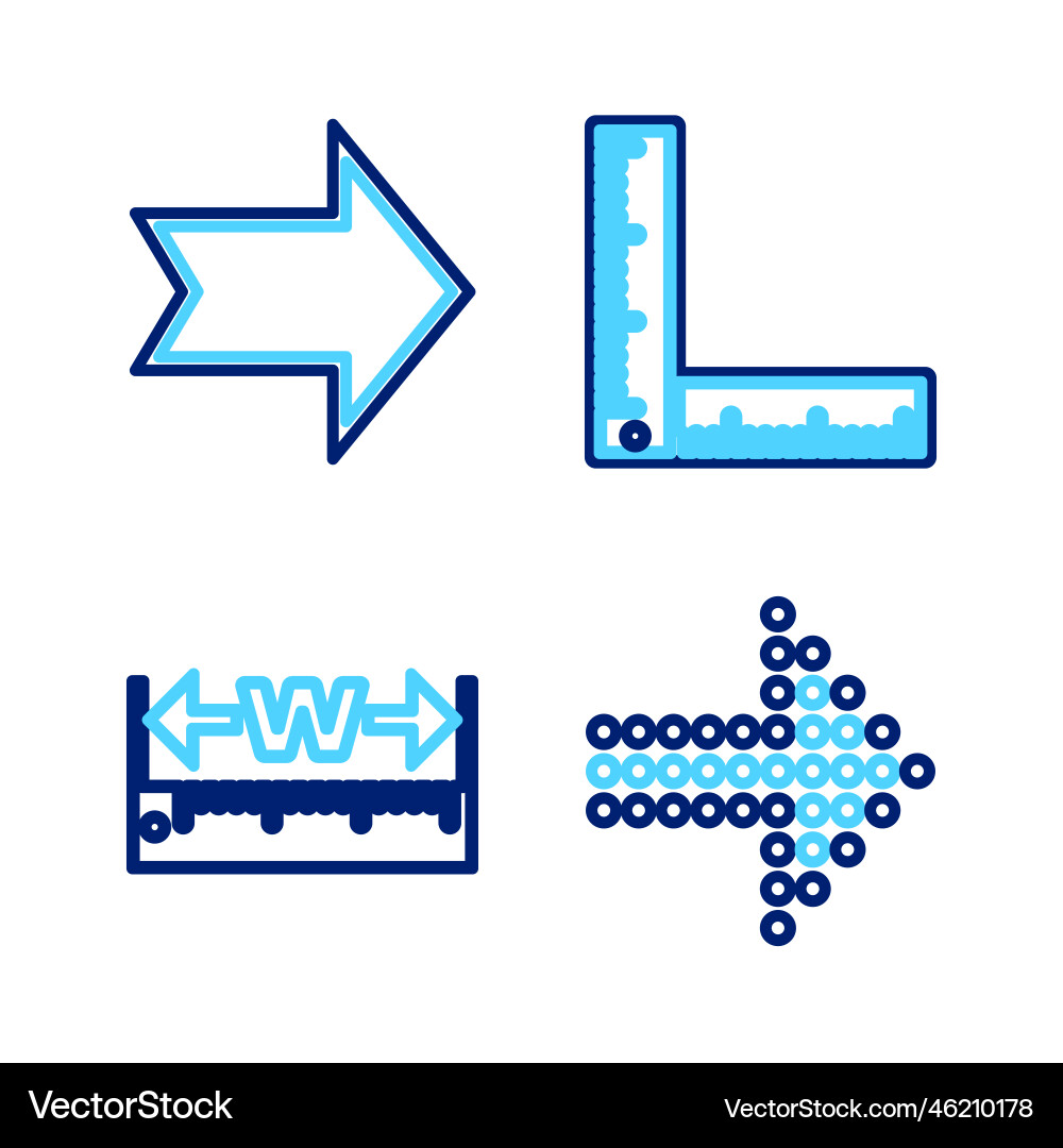 Set line dots arrow measuring height and length Vector Image