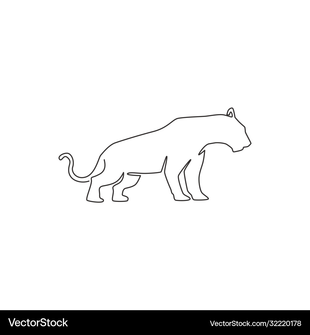Single continuous line drawing elegant leopard Single continuous line drawing elegant leopard vector image