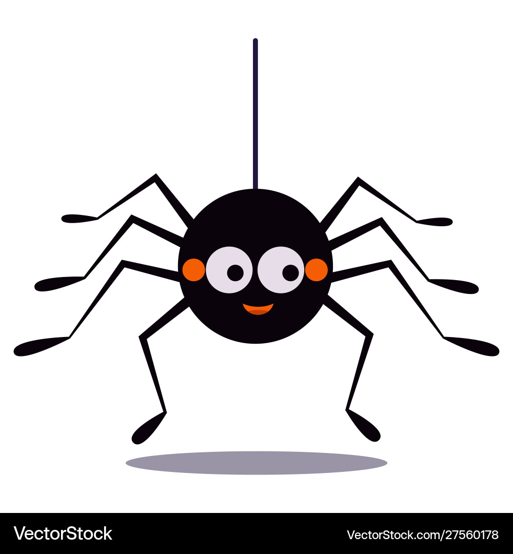 Smiling Black Spider on String Vector Image