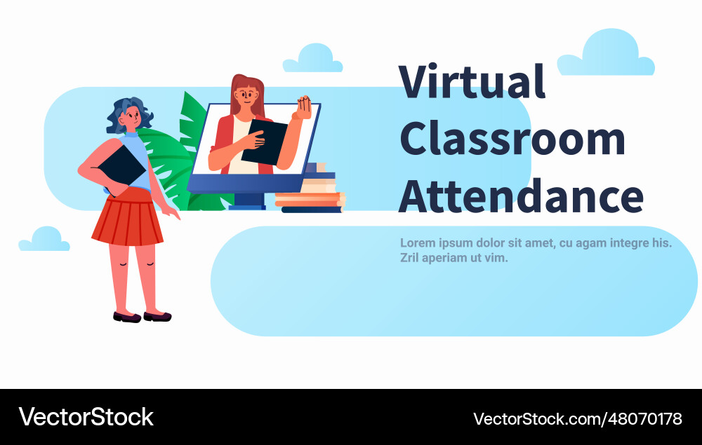 Student in virtual classroom using smart Student in virtual classroom using smart Vector Image