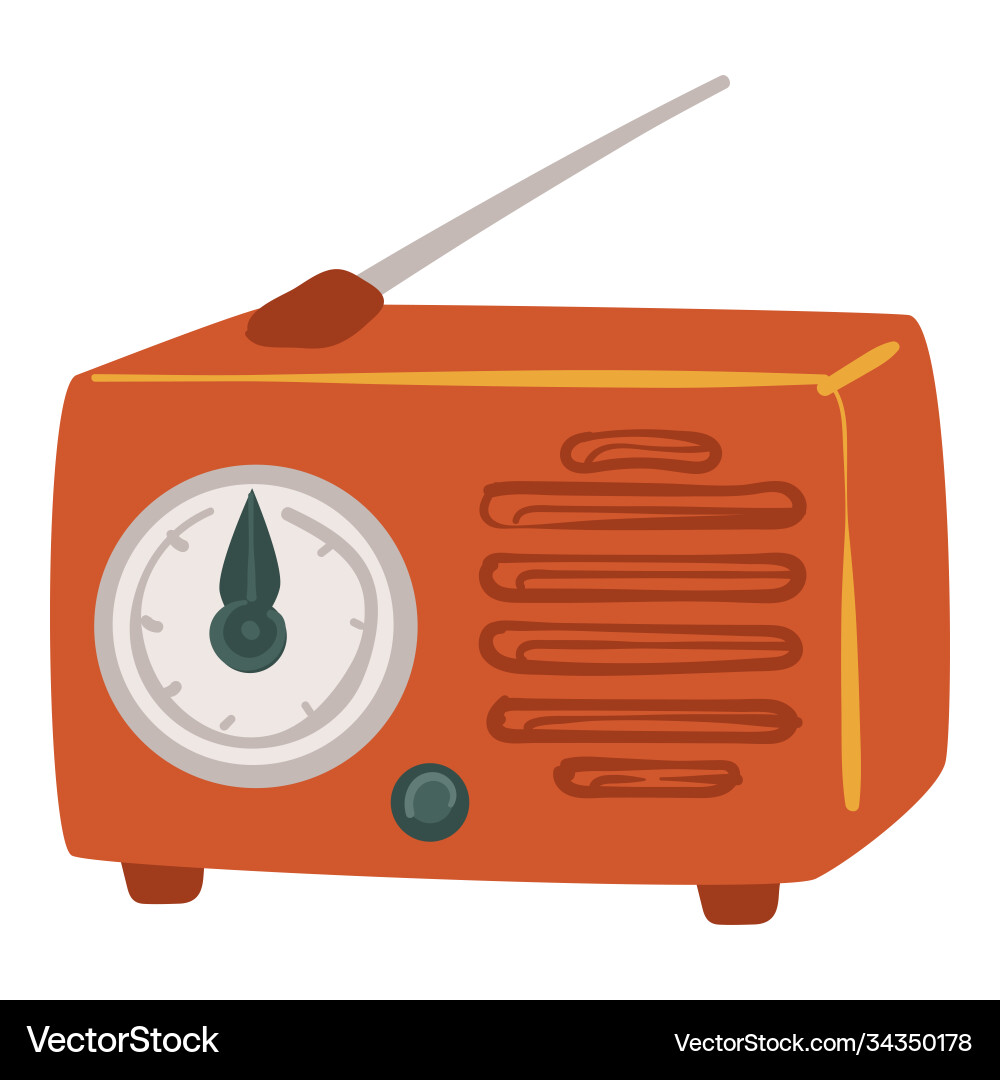 Vintage radio with antenna screen frequency Vector Image