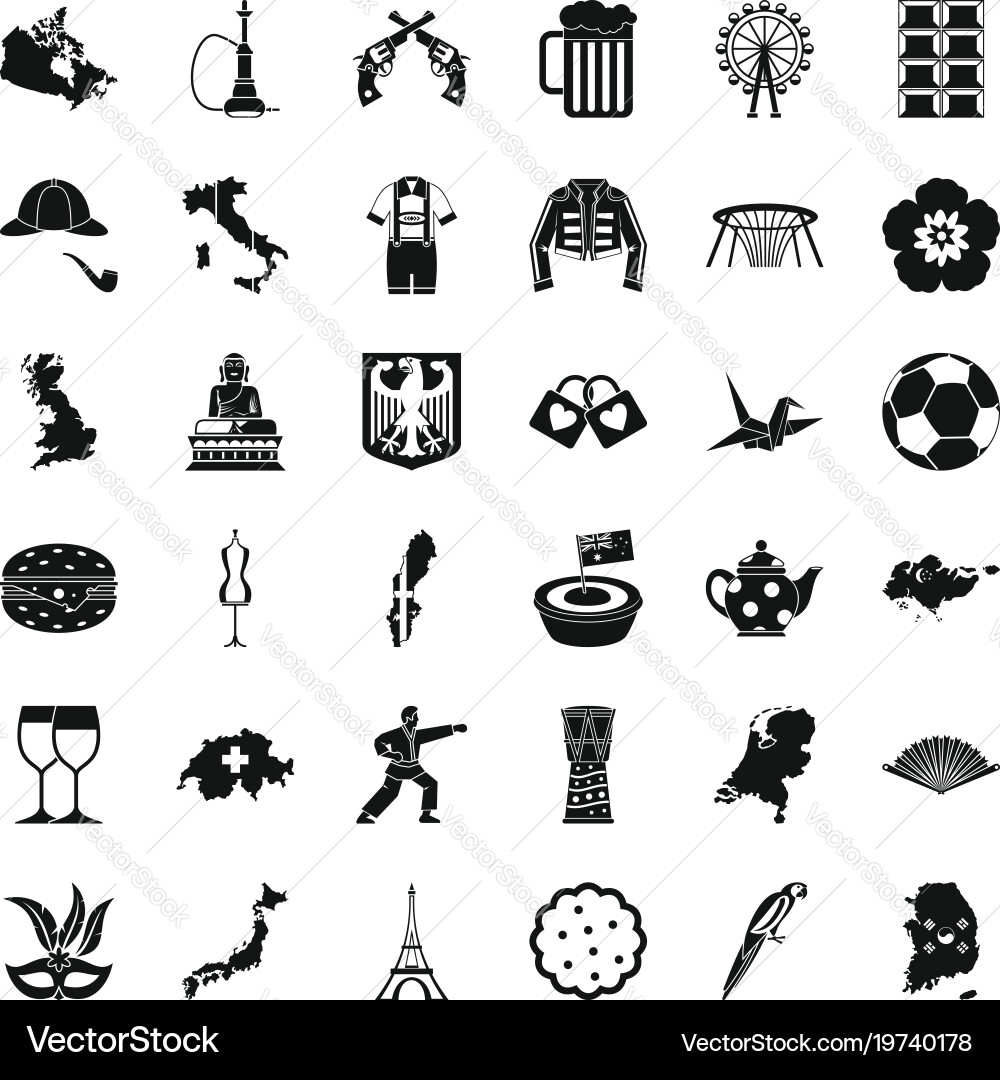 World map icons set simple style Vector Image