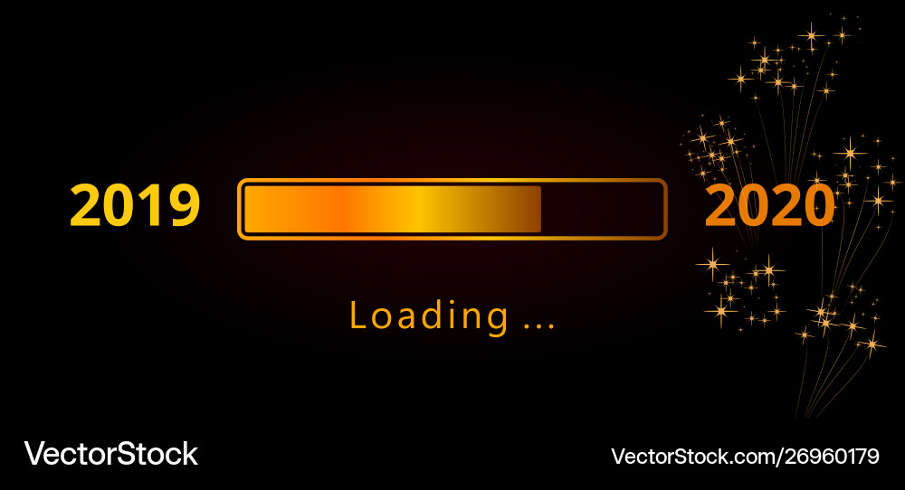 2020 happy new year gold loading progress bar 2020 happy new year gold loading progress bar vector image