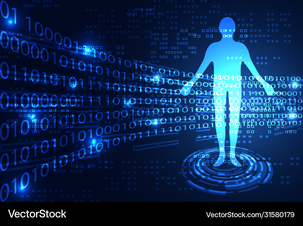 Abstract technology science concept human binary vector image
