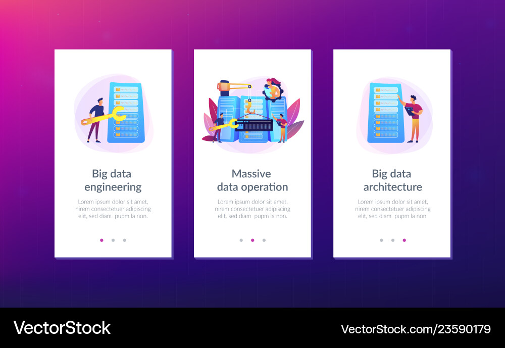 Big data engineering app interface template Big data engineering app interface template vector image
