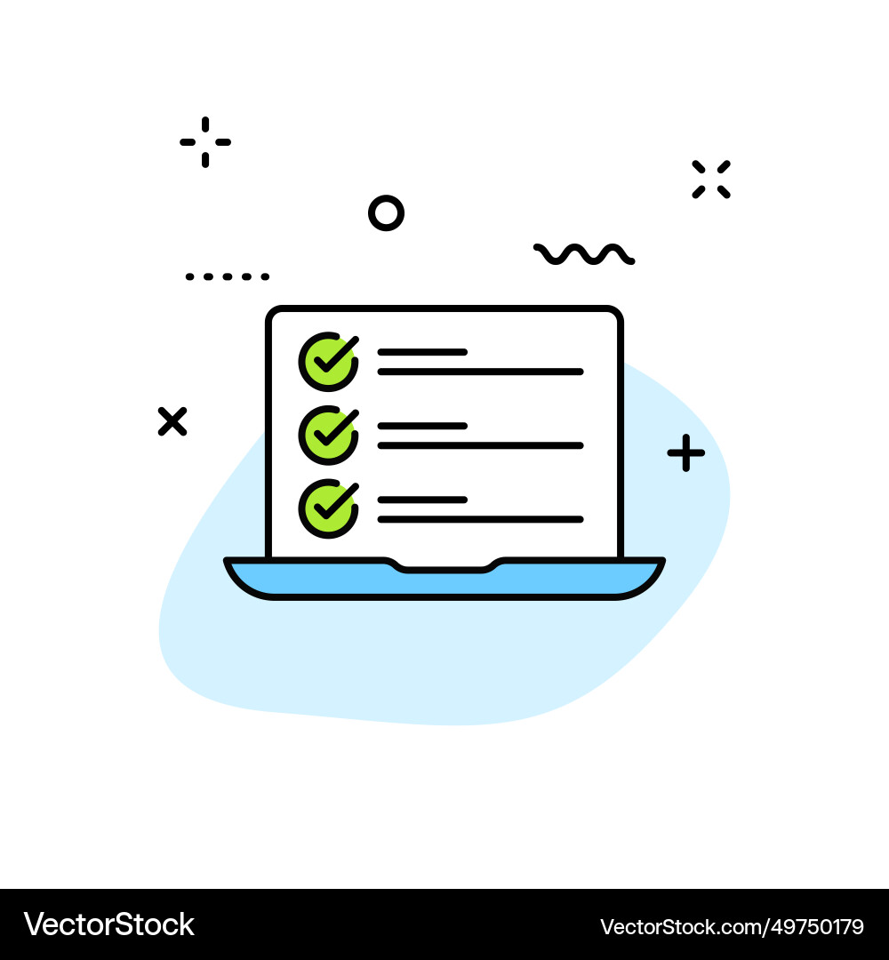 Check mark web icons in line style stamp Vector Image