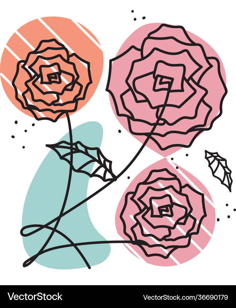 Continuous line flowers Vector Image