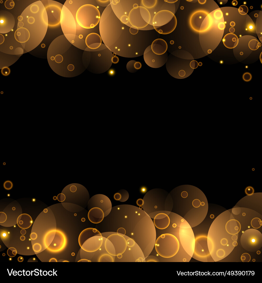 Decorative golden bokeh background with empty vector image