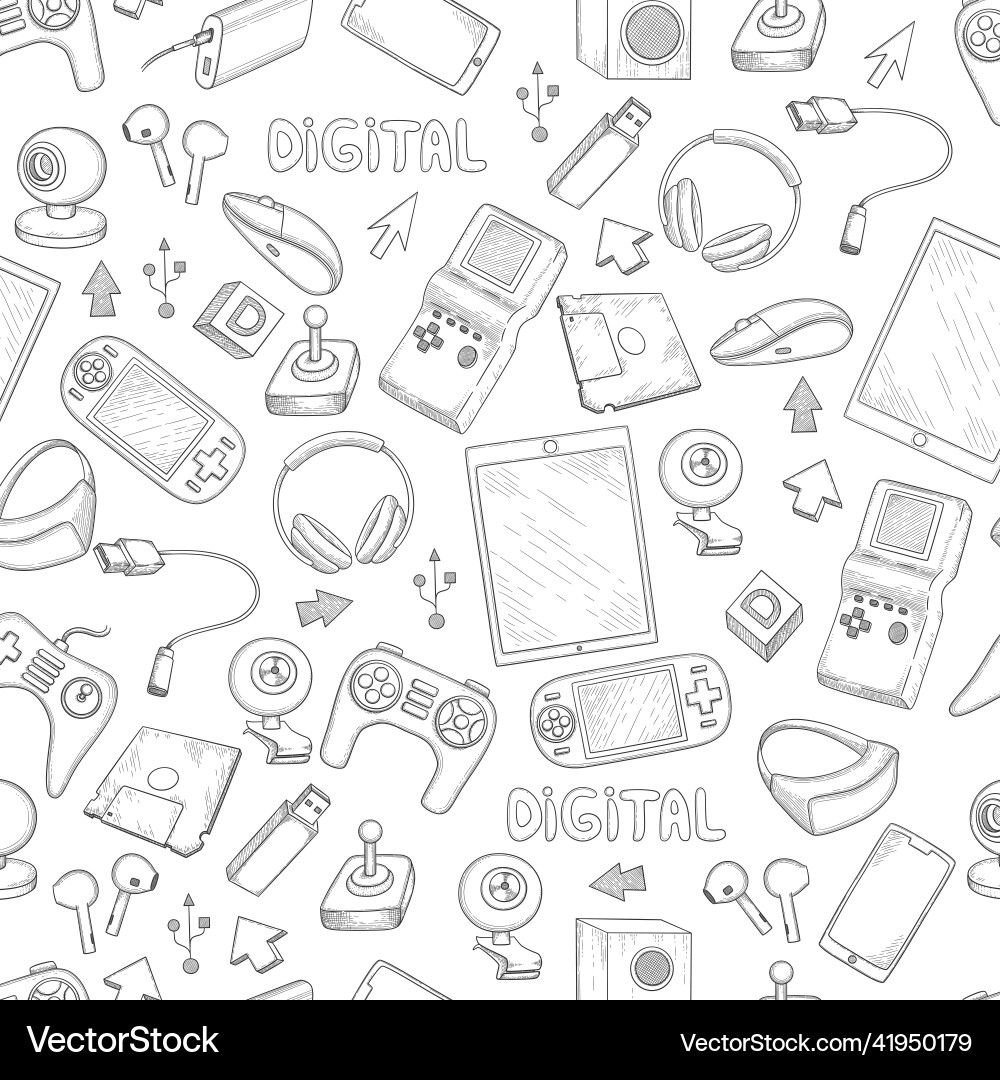 Digital Gadget Pattern vector image