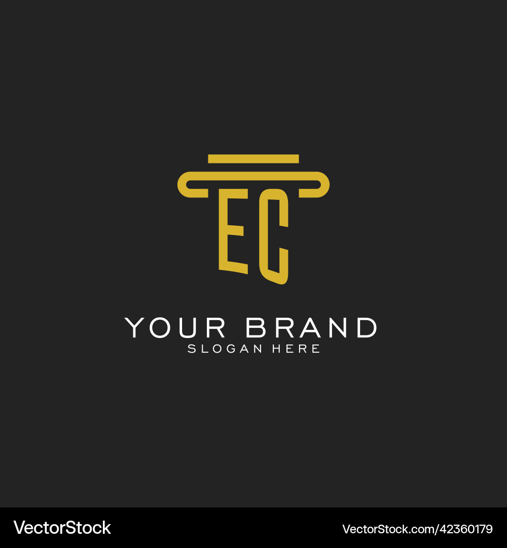 Ec initial logo with simple pillar style design Ec initial logo with simple pillar style design Vector Image