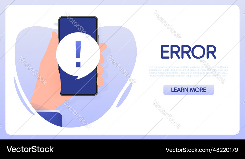Error smartphone icon message notification Error smartphone icon message notification Vector Image