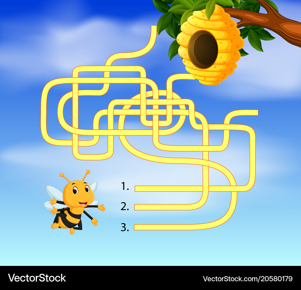 Help bee find path to beehive vector image