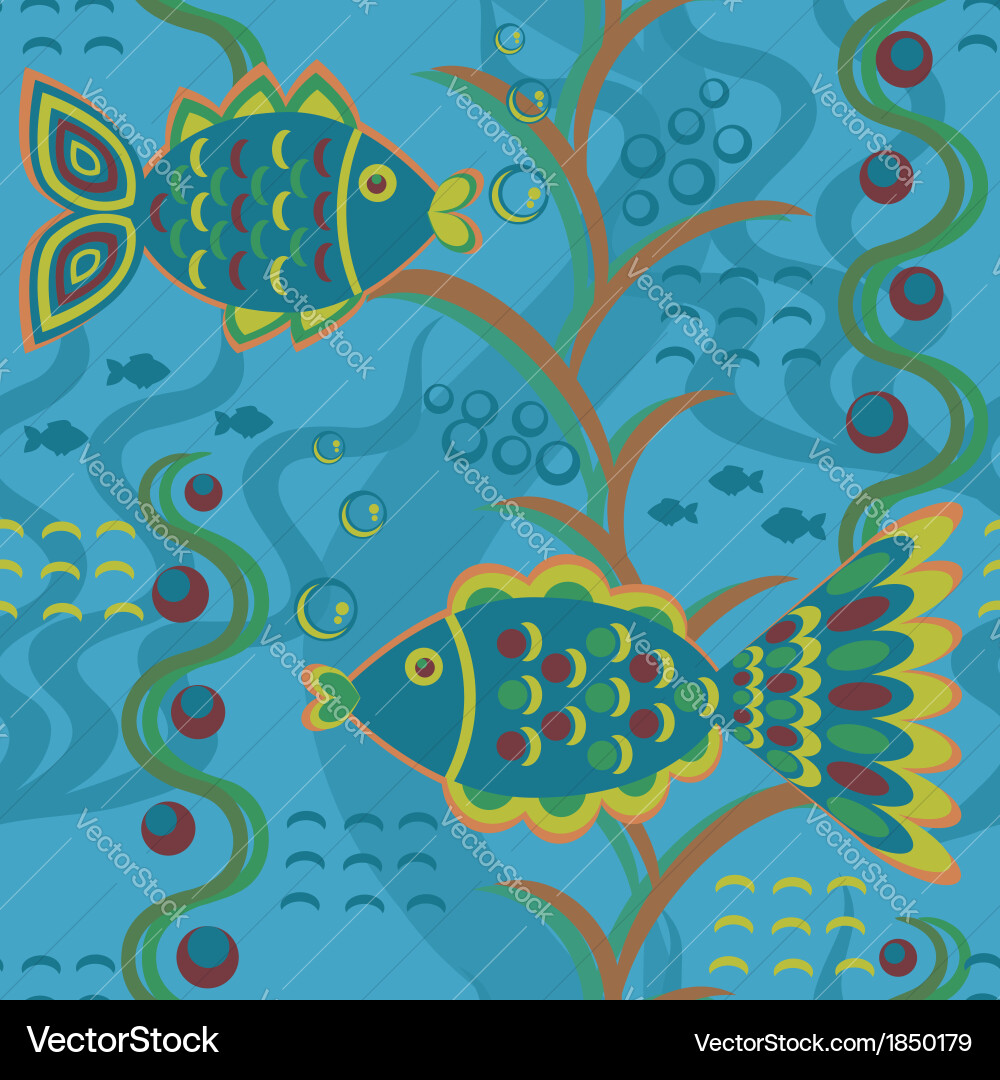 Seamless pattern with fishes Vector Image