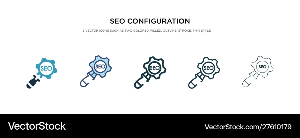 Seo configuration icon in different style two Seo configuration icon in different style two vector image