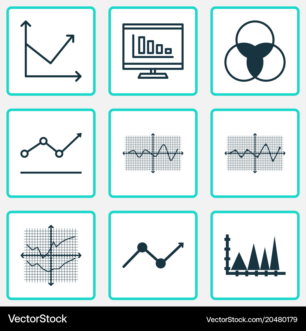 Set of graphs diagrams and statistics icons vector image
