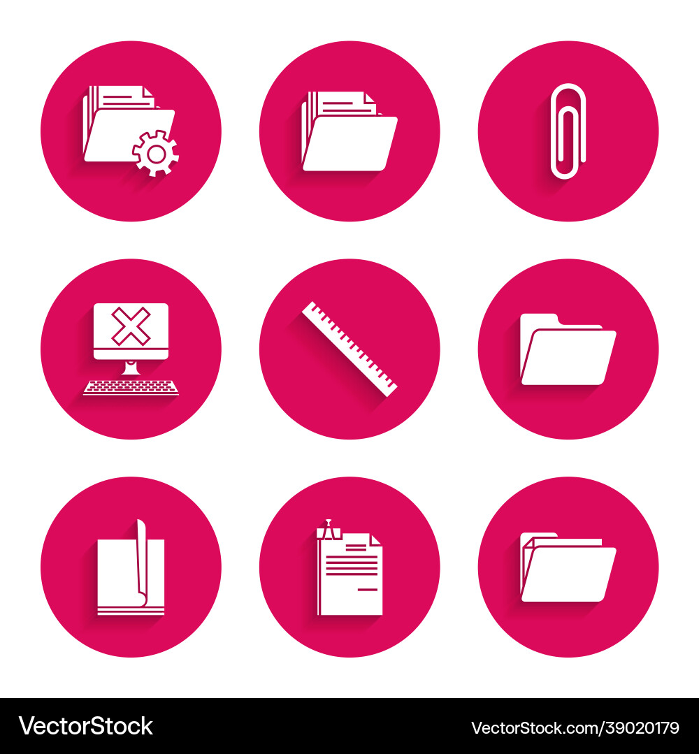 Set ruler file document and binder clip Set ruler file document and binder clip vector image