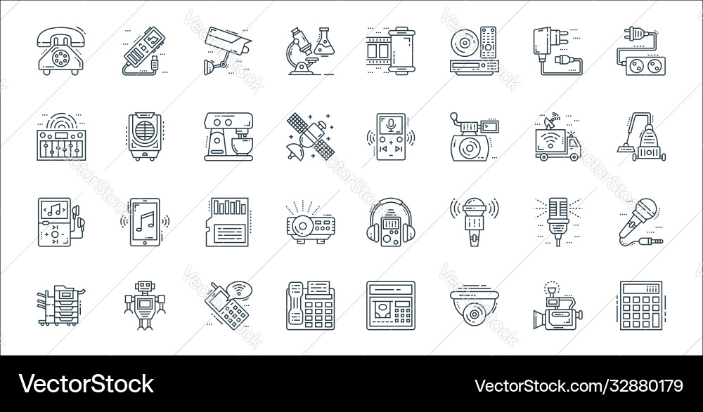 Technology devices line icons linear set quality Technology devices line icons linear set quality Vector Image
