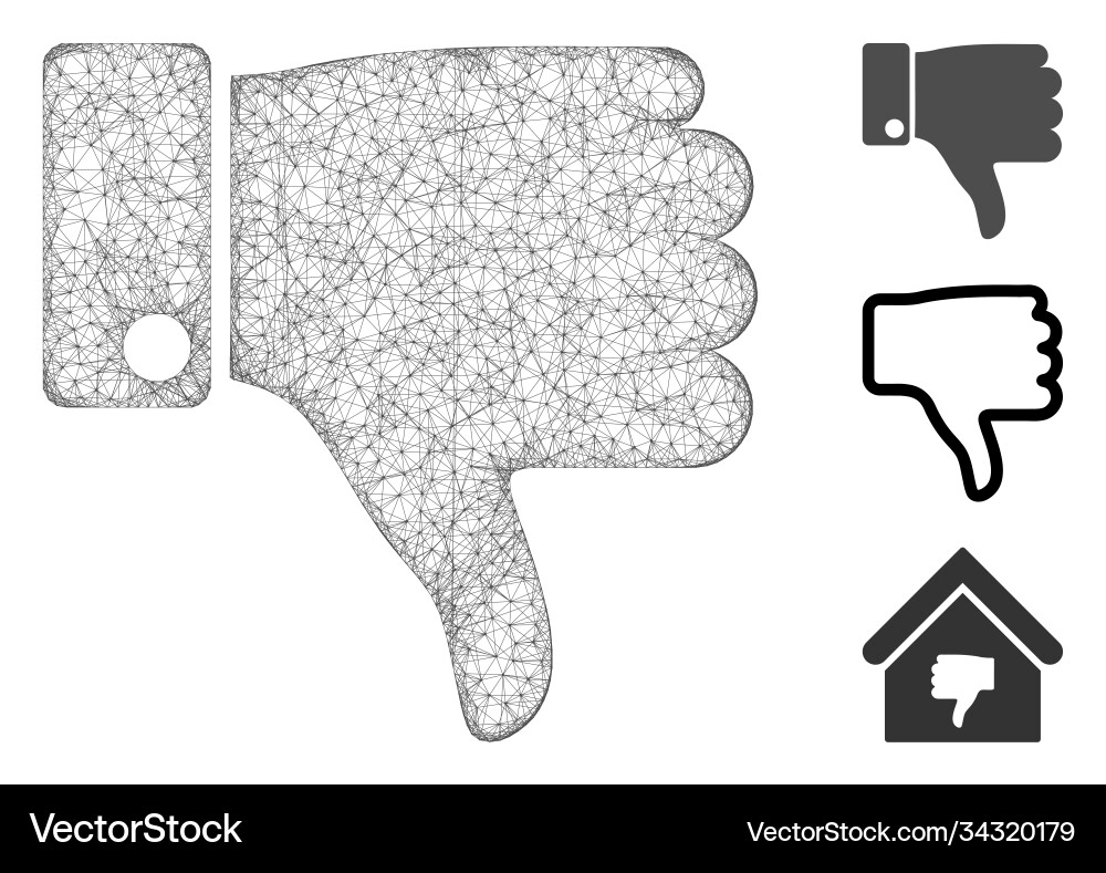 Thumb down polygonal web mesh Vector Image