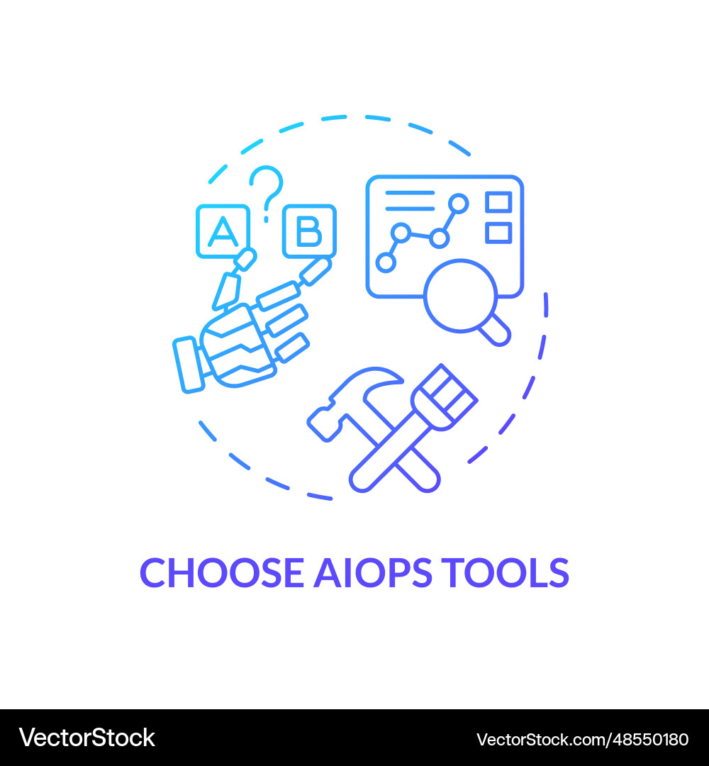 2d thin linear gradient choose ai ops tools icon 2d thin linear gradient choose ai ops tools icon vector image