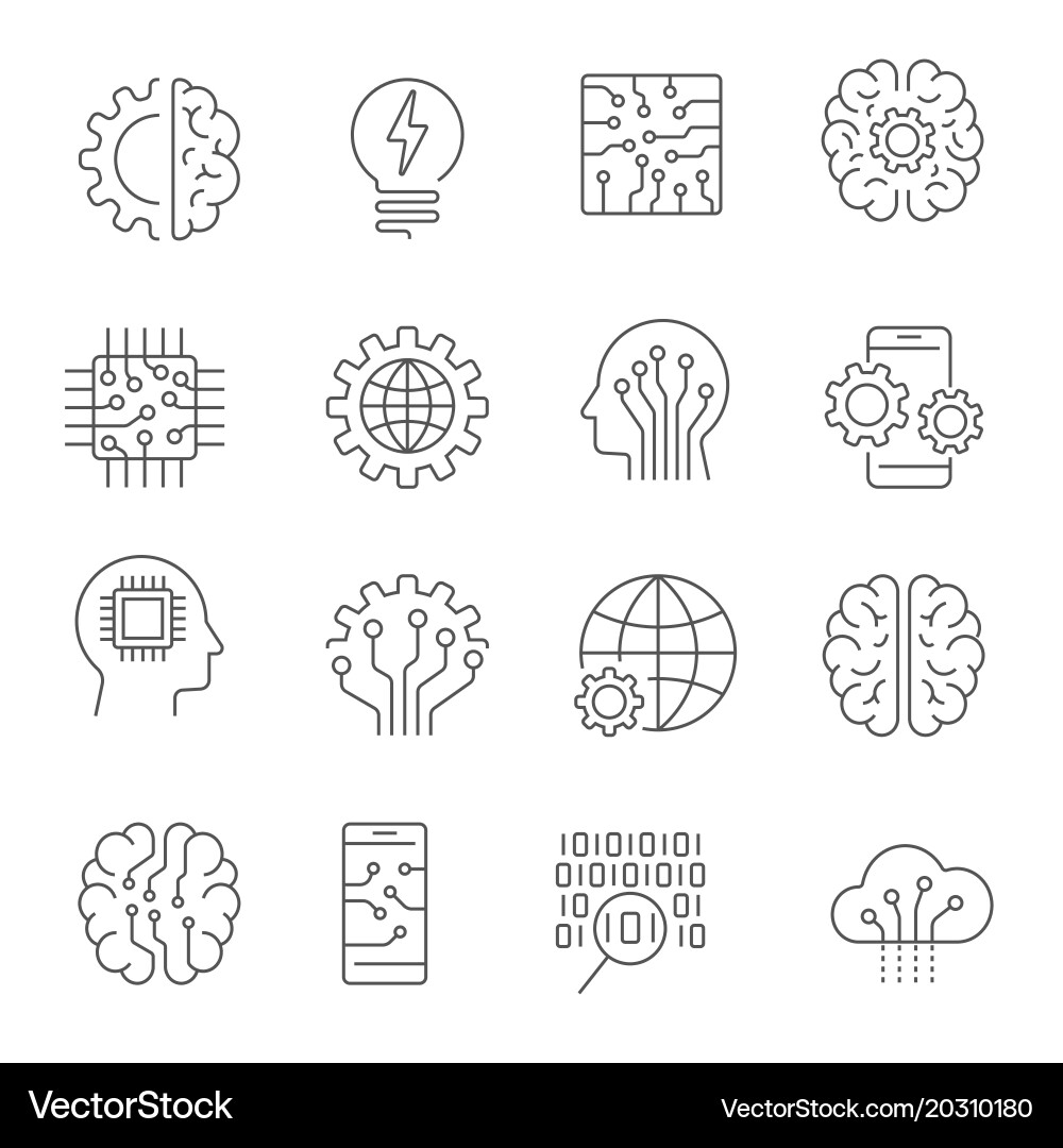 AI Icon Set - Neural Network vector image