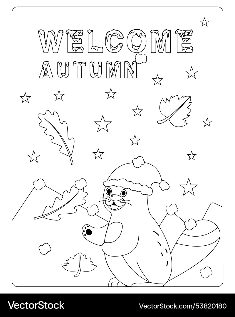 Autumn coloring page for kids Royalty Free Vector Image